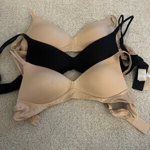 Bundle of 3 Aerie Sunnie Wireless Push Up Bras Nude Black 32B